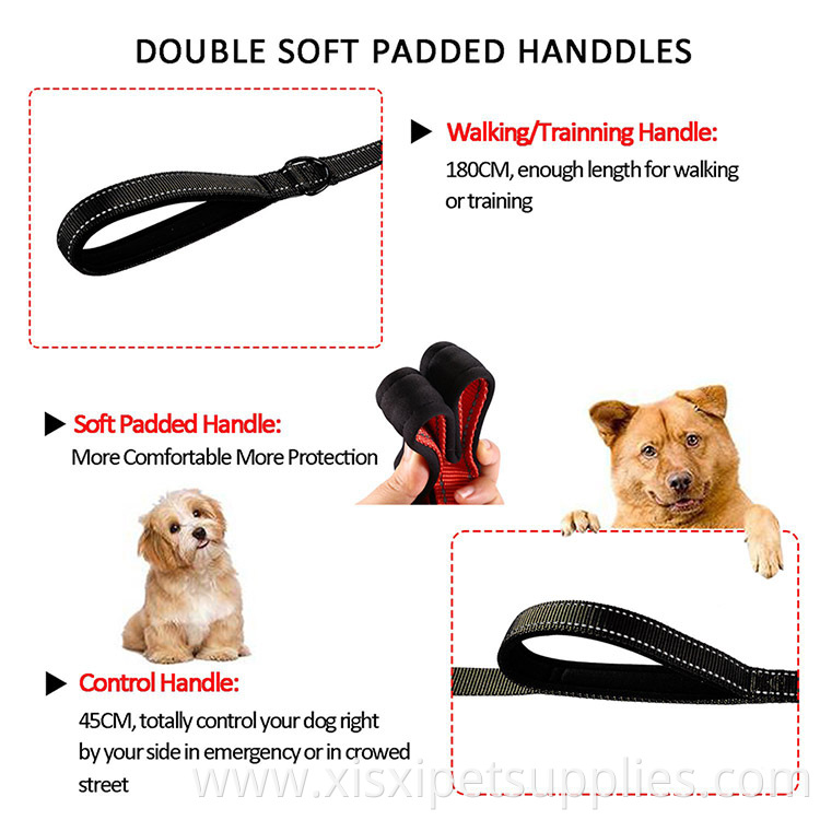 Double Handle Leash for Control Safety Training - Reflective Heavy Duty No Pull Dual Handle Lead for Large Medium Dogs